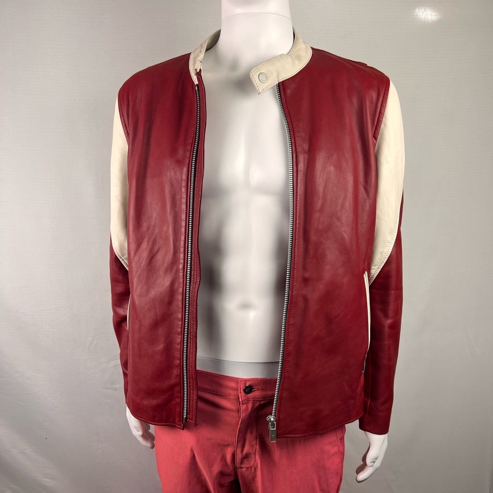 Red and White Leather (Lambskin) Jacket